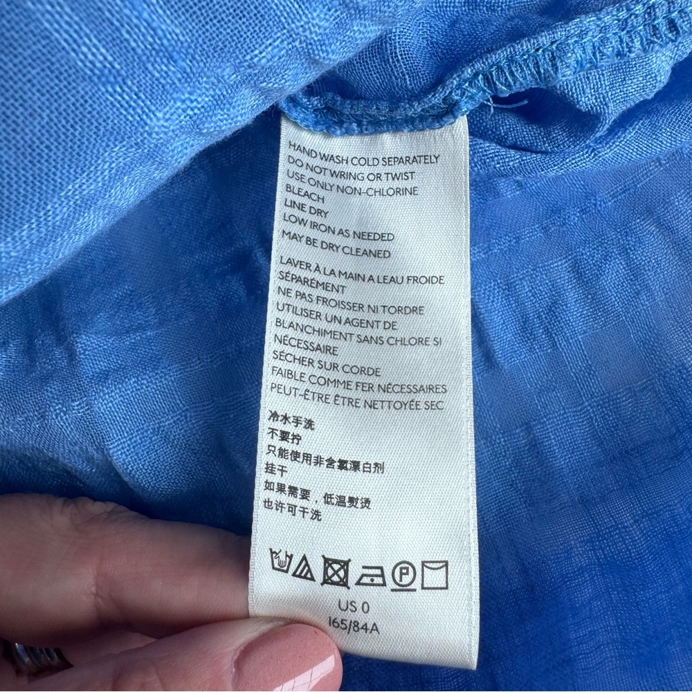 Pilcro and the Letterpress Women Blue Button Down size 0 gauzy‎ linen cotton - Picture 7 of 8